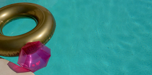 inflatable diamond ring in a outdoor swimming pool