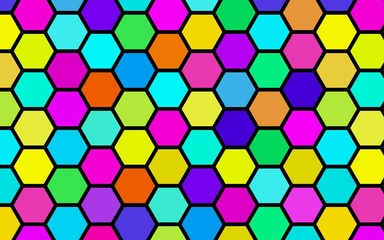 Honeycomb many color, multicolored. Isometric geometry. 3D illustration