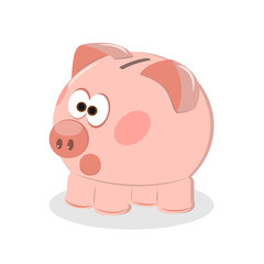 Piggy bank with coin vector illustration. Icon saving or accumulation of money, investment. Icon piggy bank in a flat style, isolated from the background. The concept of banking or business services