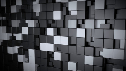 3d pattern, black and white cube abstract background