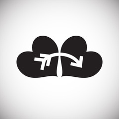 Hearts with arrow on white background icon
