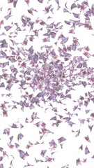 Flying euro banknotes isolated on a white background. Money is flying in the air. 500 EURO in color. 3D illustration