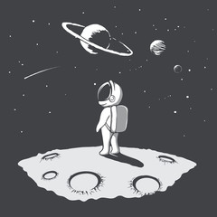 Little astronaut looks to universe at the planet © Galacticus