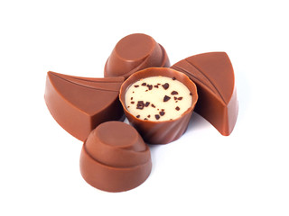 Beautiful Chocolates Isolated on White Background. Sweet food