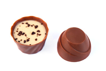 Beautiful Chocolates Isolated on White Background. Sweet food