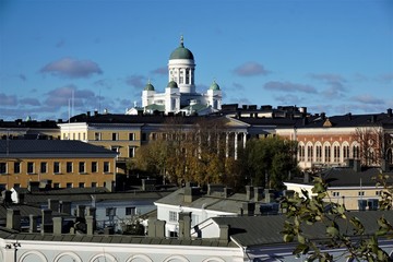 Roof top view on the cathedral of Helsinki