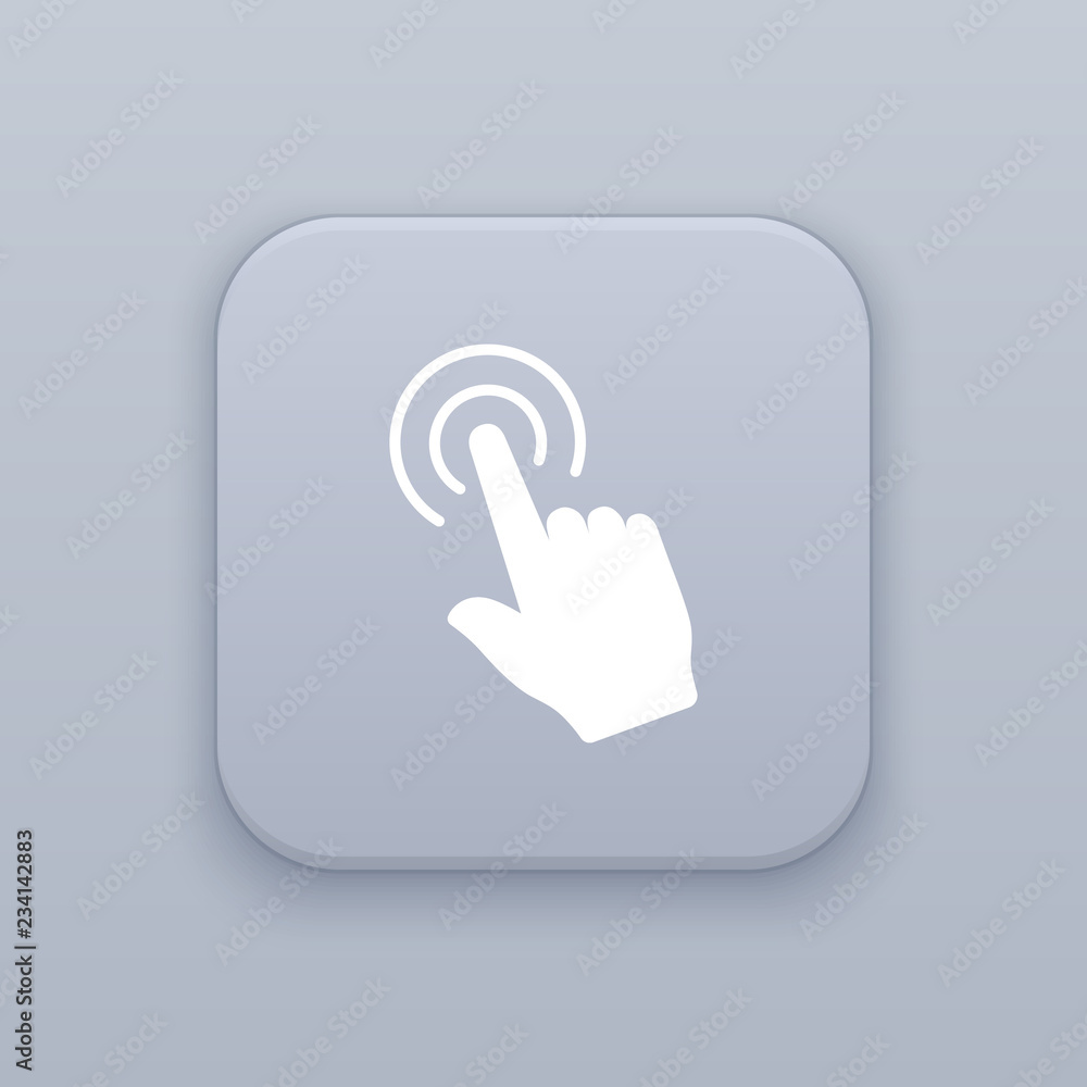 Poster gesture double click, gray vector button with white icon