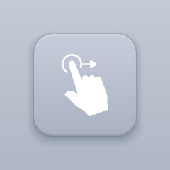 Gesture touch right, gray vector button with white icon
