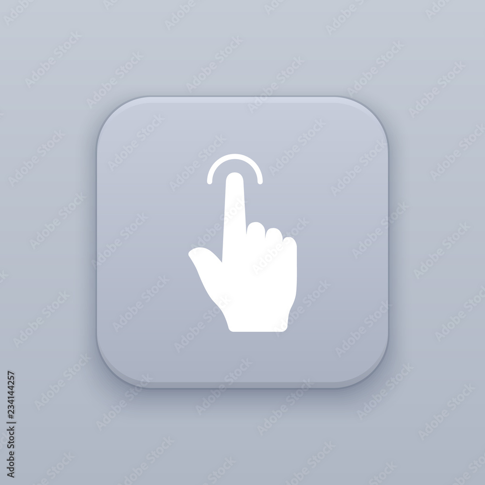 Poster gesture click, gray vector button with white icon