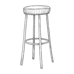 Sketch of bar chairs. High chair isolated on white background. Vector