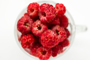 American red raspberry isolated on white background