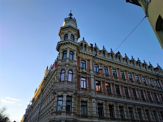 Beautiful Art Nouveau building on famous Pohjoisesplanadi in Helsinki