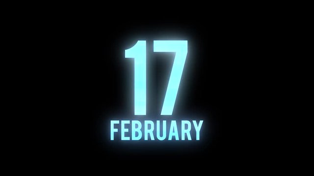 4k Year Calendar With Month And Numbers Countdown/ 4k motion graphic animation of a year calendar with design monthes, numbers processing and glitch and noise effects