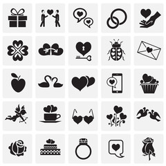 Obraz premium Valentines day set on squares background icons