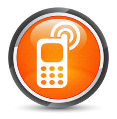 Cellphone ringing icon galaxy orange round button