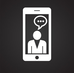 Smartphone chat on black background icon