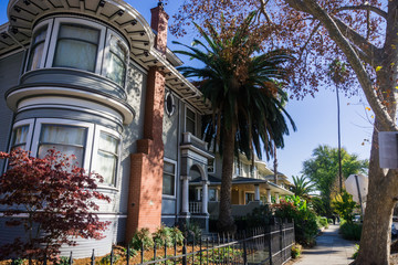 Residential street in San Jose, south San Francisco bay, California