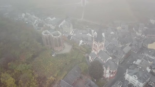 A cloudy morning above Mainz river near Bacharach town in Rheinland Pfalz Germany.