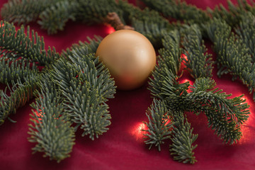 christmas decoration on red background