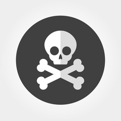 Crossbones / death skull, danger or poison flat icon for apps and websites