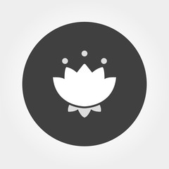 Lotus Flower Flat Icon In Gray Background