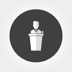 speaker icon. orator speaking from tribune vector illustration