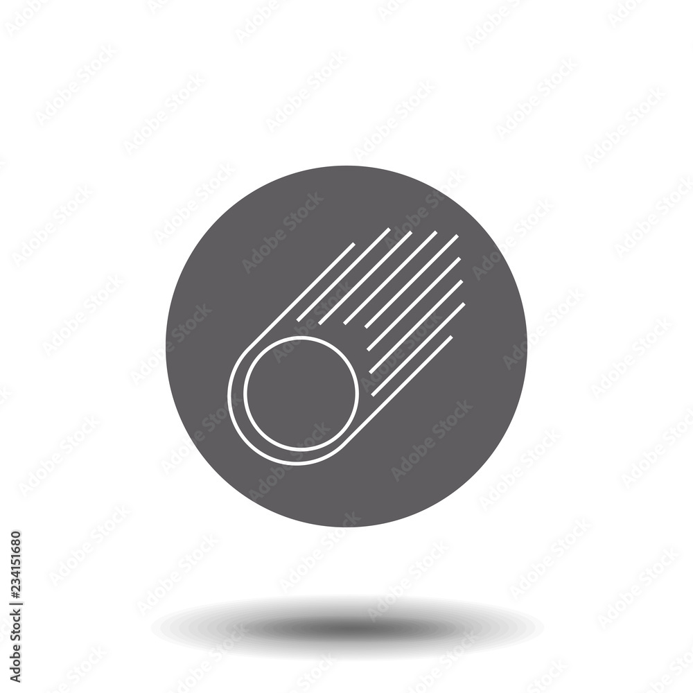 Poster falling asteroid outline icon. linear style sign for mobile concept and web design. meteor simple li