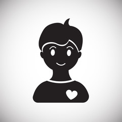Boy in love on white background icon