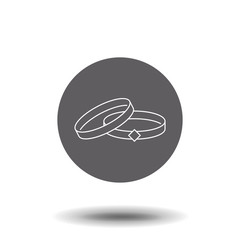 Wedding rings linear icon. Thin line illustration. Interlocked wedding ring with diamond contour symbol. Vector isolated outline drawing