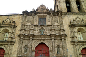 Gorgeous Stone-carved Facade of San Francisco Basilica, Historic Baroque Church in La Paz, Bolivia,...