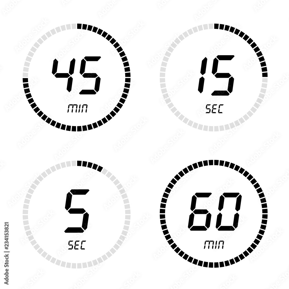 Poster countdown clock counter timer. set digital timer, stopwatch vector icon, clock and watch, timer, cou