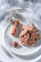 Sweet and tasty gingerbread cookies for Christmas on white