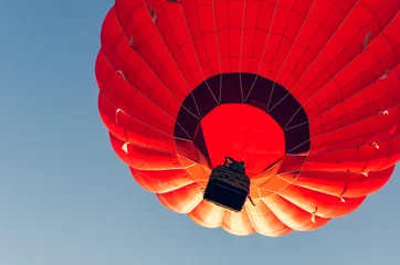 Foto op Plexiglas Luchtsport Kleurrijke heteluchtballon tegen de blauwe lucht