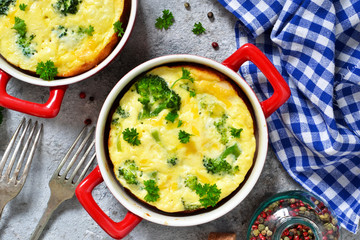 Homemade casserole with broccoli and cheese.