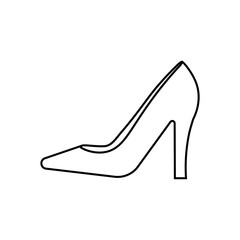 Female shoes with high heels icon. Icon of women's shoes in the style of linear design.