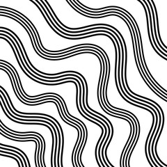 Abstract curved and wave black lines on a white background