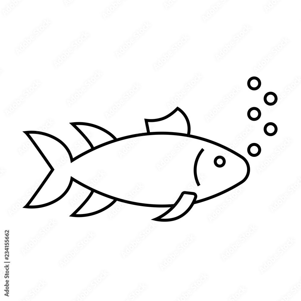 Poster fish icon vector isolated on white background, fish transparent sign , line symbol or linear element