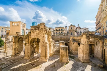 Peel and stick wall murals Old building Ancient Roman Amphitheatre in Lecce, Puglia region, southern Italy
