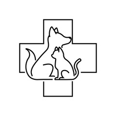 veterinary clinic line icon, outline sign, linear symbol, vector, flat illustration