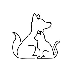 dog cat pet care outline line art monoline logo vector icon