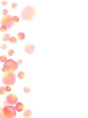 Rose gold petals flying cosmetics vector background.