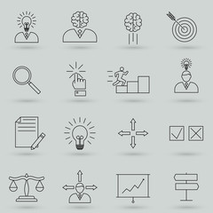 Naklejka premium Find solution line icon set. Simple set vector icons for web design isolated on gray background