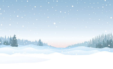 Naklejka premium Christmas snowfall background. Snow winter landscape. Merry Christmas skyline.
