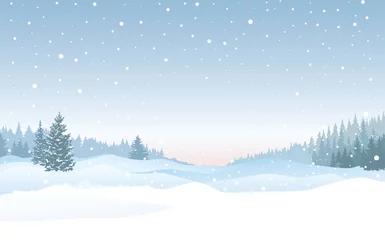 Foto op Plexiglas Christmas snowfall background. Snow winter landscape. Merry Christmas skyline. © Terriana