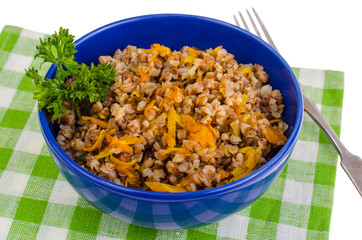 Lean vegetarian food, buckwheat porridge with vegetables