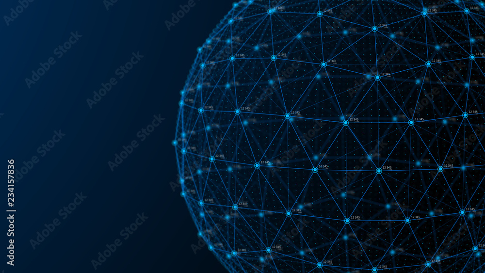 Poster Global network concept. Technology background. Internet connection. Science. 4k rendering.