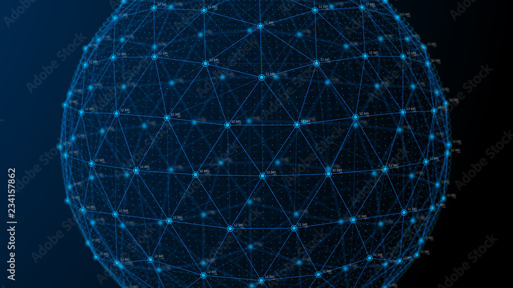 Poster Global network concept. Technology background. Internet connection. Science. 4k rendering.