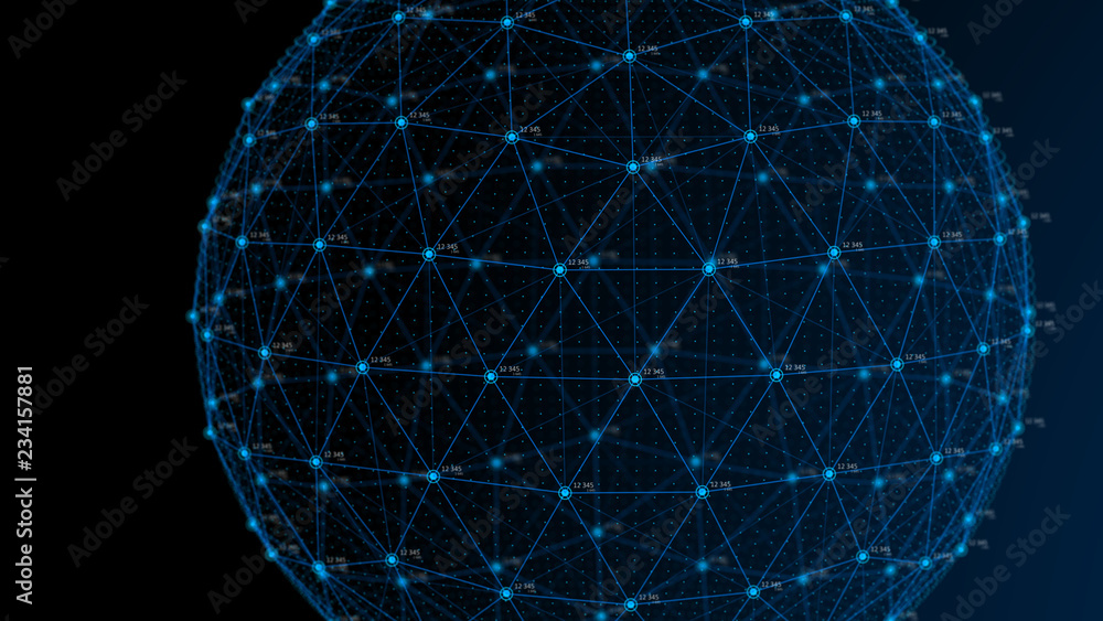 Poster Global network concept. Technology background. Internet connection. Science. 4k rendering.