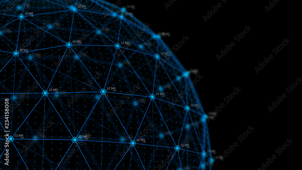 Poster Global network concept. Technology background. Internet connection. Science. 4k rendering.