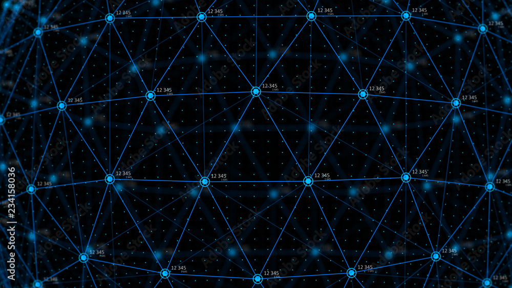 Poster Global network concept. Technology background. Internet connection. Science. 4k rendering.
